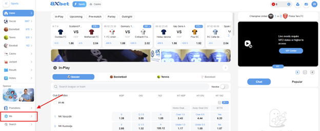 Truy cập cài đặt tài khoản 8XBET